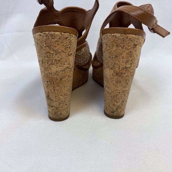 Lucky Brand Riedel Chevron Woven Platform Cork Wedge Sandals Women’s Size 6.5 - Picture 4 of 8